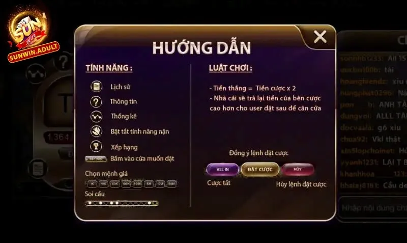 Tài xỉu Sunwin Xét về cơ bản tài xỉu Sunwin vẫn duy trì theo luật chơi truyền thống. Trước khi bắt đầu xuống tiền đặt cược, bạn cần nắm rõ một số quy định như sau: